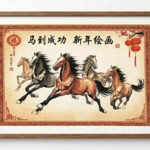 《马到成功》 新年绘画 by Vivian